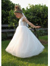 Ivory Lace Tulle Sheer Back Flower Girl Dress